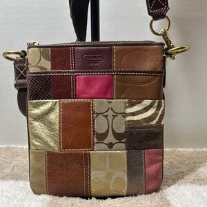 Coach Patchwork Crossbody Bag - Brown, Gold, Pink